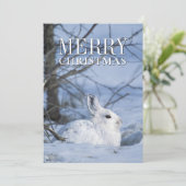 Sneeuwschoen Haas Rust in Sneeuw Feestdagenkaart (Staand voorkant)