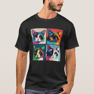 Sneeuwschoen Kat Pop Illustratie Kleurrijk Dier Ma T-shirt