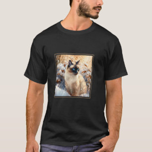 Sneeuwschoen Kat Tuin Bloemen Schilderij Huisdier  T-shirt