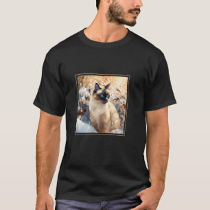Sneeuwschoen Kat Tuin Bloemen Schilderij Huisdier  T-shirt