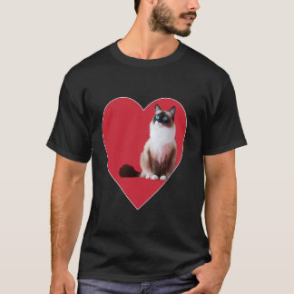 Sneeuwschoen Kat Valentijnsdag Rood Hart Liefde Ma T-shirt