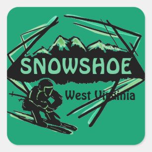 Sneeuwschoen West Virginia groene ski logo sticker