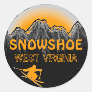 Sneeuwschoen West Virginia oranje ski-stickers Ronde Sticker