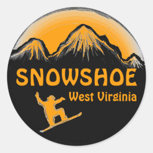 Sneeuwschoen West Virginia oranje snowboard sticke Ronde Sticker