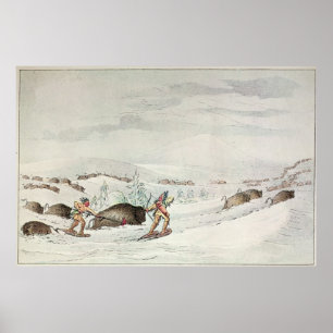 Sneeuwschoenen als jachtbuffel poster