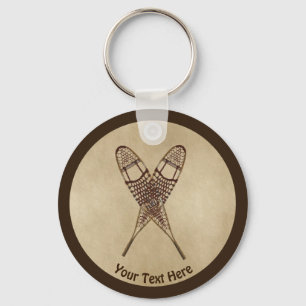 Sneeuwschoenen op oud papier sleutelhanger