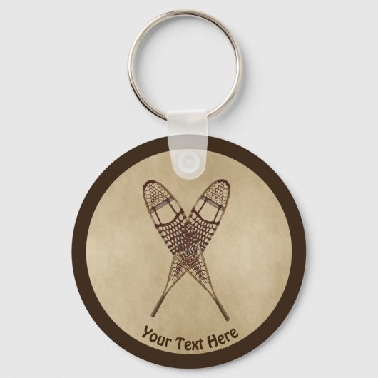 Sneeuwschoenen op oud papier sleutelhanger (Voorkant)