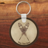 Sneeuwschoenen op oud papier sleutelhanger (Voorkant)