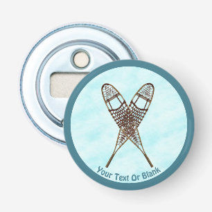 Sneeuwschoenen op sneeuw button flesopener