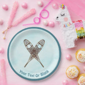 Sneeuwschoenen op sneeuw papieren bordje (Feest)