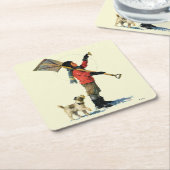 Sneeuwschoper Vierkante Kartonnen Onderzetter (Schuin)