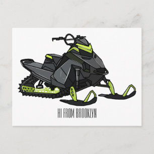 Sneeuwscooter cartoon illustratie  briefkaart