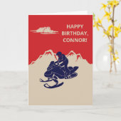 Sneeuwscooter en bergen Aangepaste boodschap Kaart (Gele Bloem)