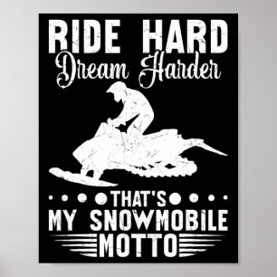 Sneeuwscooter Ride Hard Winter Sport Mannen Dames Poster