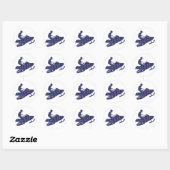 Sneeuwscooter/Shooting-Star-Sledder Ronde Sticker (Vel)