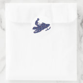 Sneeuwscooter/Shooting-Star-Sledder Ronde Sticker (Tas)
