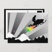 Sneeuwscooter. Sneeuwpad. Briefkaart (Voorkant / Achterkant)