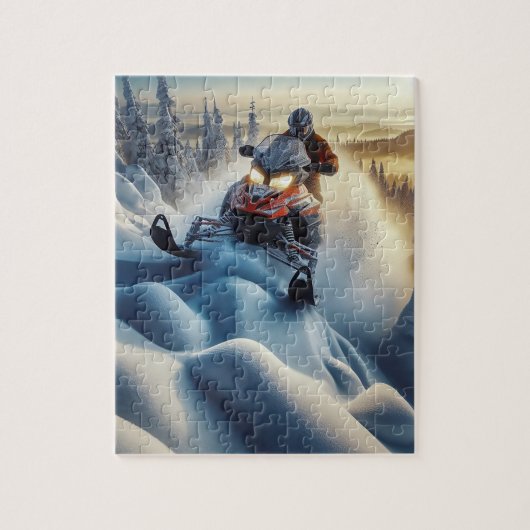 sneeuwscooterpuzzel legpuzzel (Verticaal)