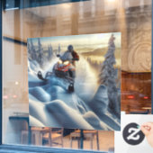 sneeuwscooterraampje raamsticker (Cafe Raam)