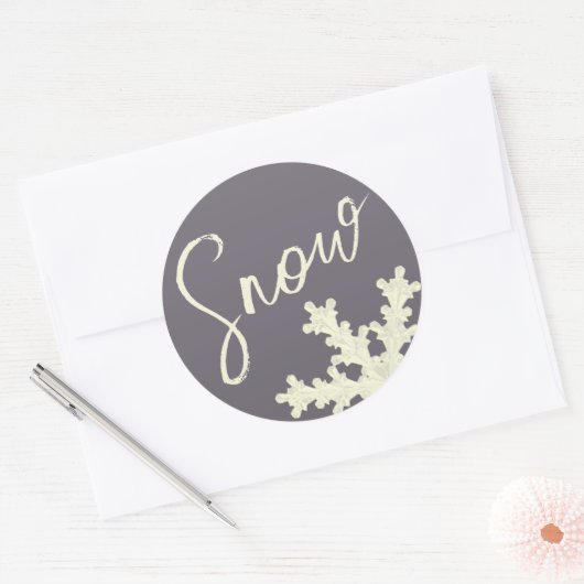 Sneeuwscript paarse grijze botercrème elegante win ronde sticker (Envelop)