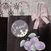 Sneeuwscript paarse grijze botercrème elegante win ronde sticker