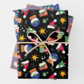 Sneeuwset van 3 Wereldbollen en Sneeuwpoppen Inpakpapier Vel (In situ)