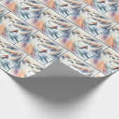 Sneeuwskiërs in Waterverf Cadeaupapier (Hoek)