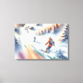 Sneeuwskiërs in Waterverf Canvas Afdruk (Voorkant)