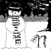 Sneeuwsneeuwscène voor kerst vierkante sticker