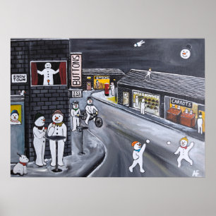 Sneeuwstad Schilderij van Alfred Fox Poster