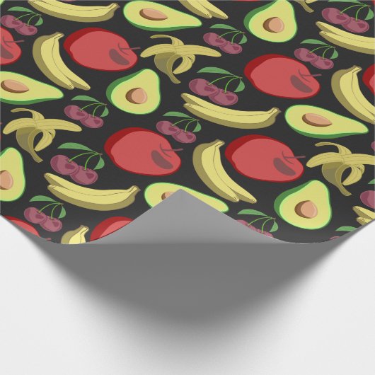 Sneeuwsvrucht tropische vruchten cadeaupapier (Hoek)