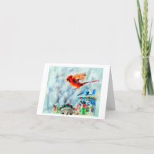 "Sneeuwt dan" kleine kerstkaart met kardinaal