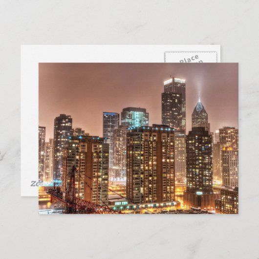Sneeuwt herfsten over skyline in Chicago Briefkaart (Voorkant / Achterkant)