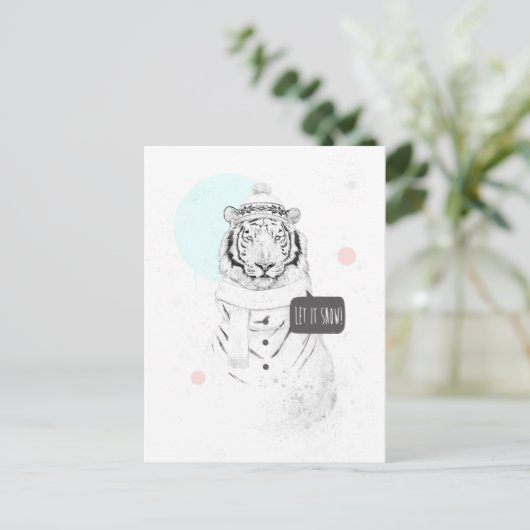 sneeuwtijger briefkaart (Staand voorkant)