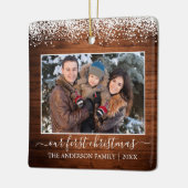 Sneeuwtophout Onze eerste kerstfoto Keramisch Ornament (Links)