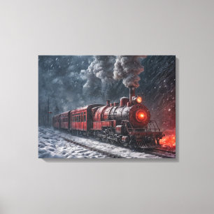 sneeuwtrein canvas afdruk