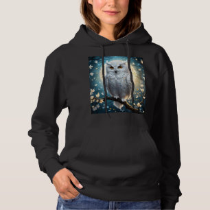Sneeuwuil en maan met glans, hoodie