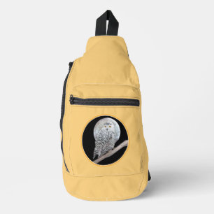 Sneeuwuil en Maan Schilderen Originele Wild Bird A Sling Bag