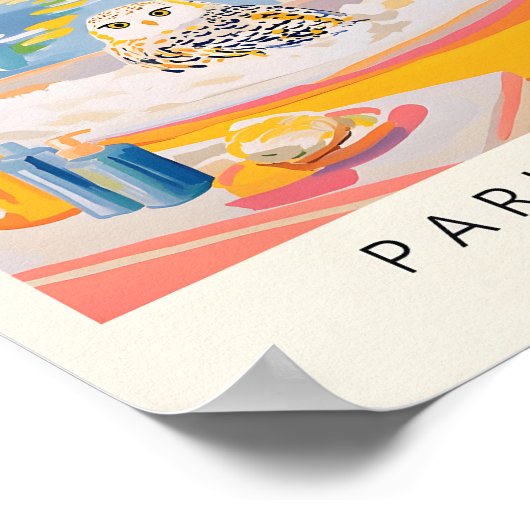 Sneeuwuil in bad Poster, grappige badkamer wand A Poster (Hoek)