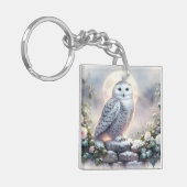 Sneeuwuil in Moonlit Winter Garden Sleutelhanger (Voorkant Links)