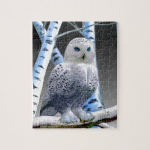 Sneeuwuil met blauwe ogen legpuzzel