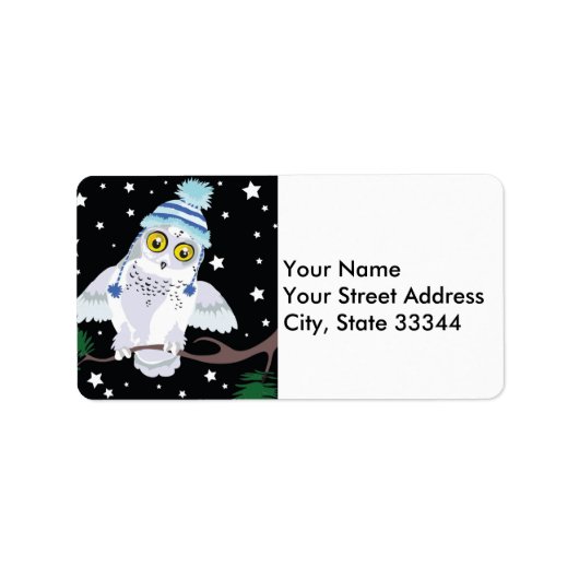 Sneeuwuil met Pet~adresetiketten Etiket (Voorkant)