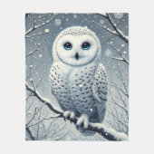 Sneeuwuil neergestreken op Snowy Branch Fleece Deken (Voorkant)
