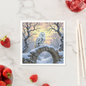 Sneeuwuil Op Een Stenen Boog Servet (Insitu)