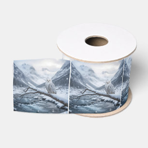 Sneeuwuil Op Een Winter Tak Grosgrain Lint