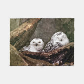 Sneeuwuil paar boslandschap dierenkunst fleece deken (Voorkant (Horizontaal))