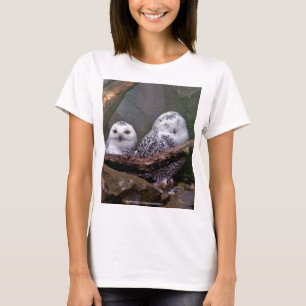 Sneeuwuil paar boslandschap dierenkunst t-shirt