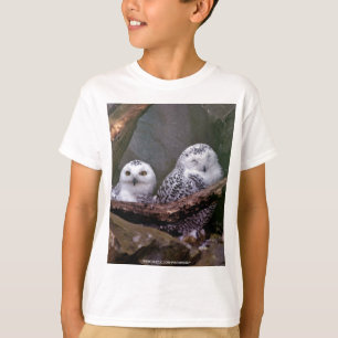 Sneeuwuil paar boslandschap dierenkunst t-shirt
