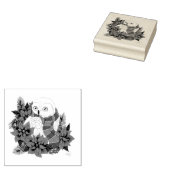 Sneeuwuil Rode Poinsettias Kerstmis Rubberstempel (Gestempeld)
