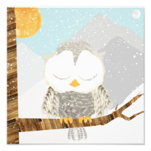 Sneeuwuil Slapend in een Boom